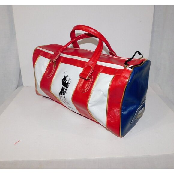 Vintage Ben Hogan Golf Tour Duffle Travel Gym Bag Red White Blue Vinyl - Picture 7 of 13